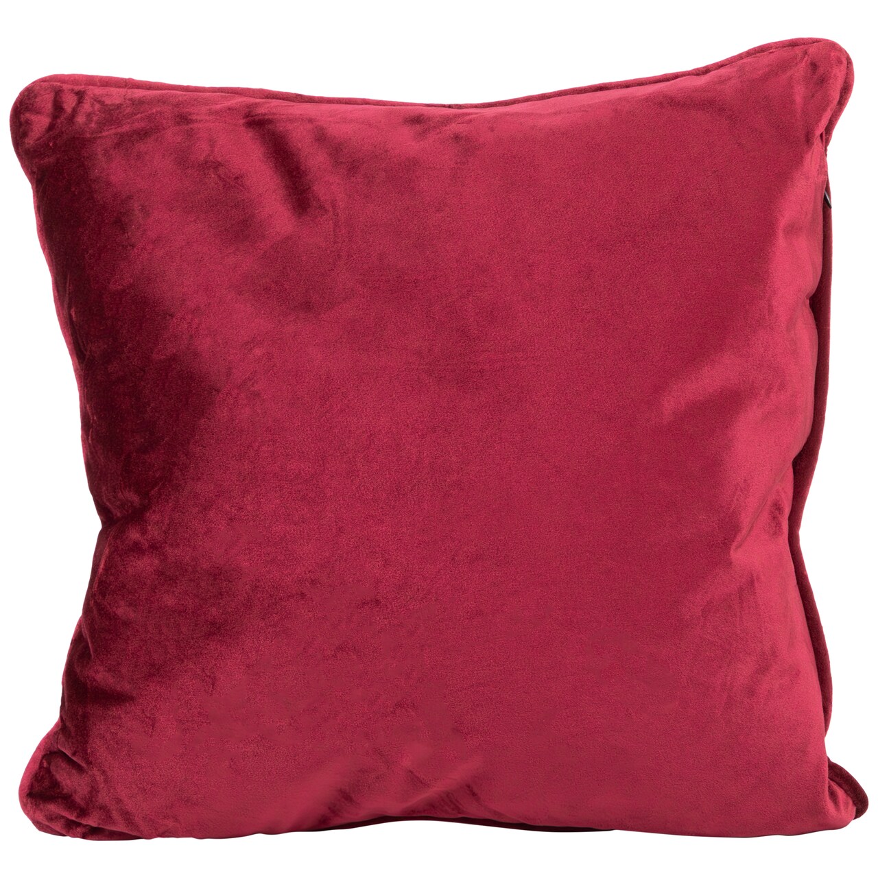Northlight 17" Solid Wine Red Velvet Plush Square Throw Pillow with Piped Edging